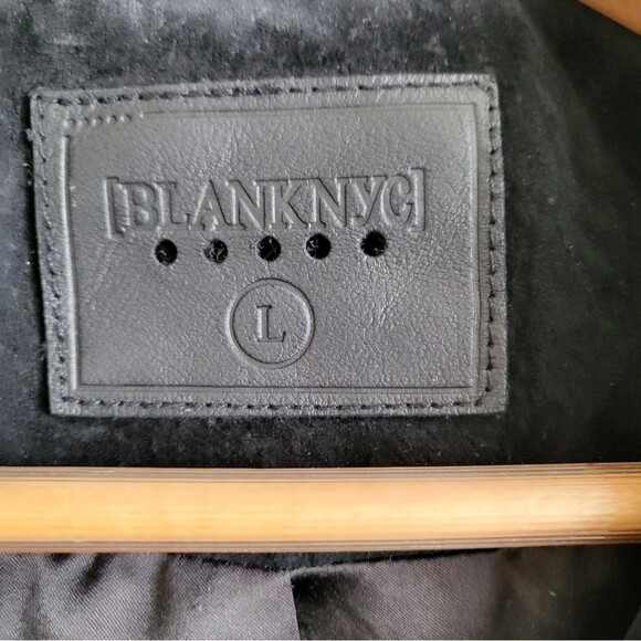 Distressed Suede Leather Black Chunky Zipper Moto Biker Jacket Sz L Blank NYC - Picture 4 of 12